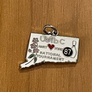 National Tournament Connecticut State Bowling Charm - Silver with Red Accent